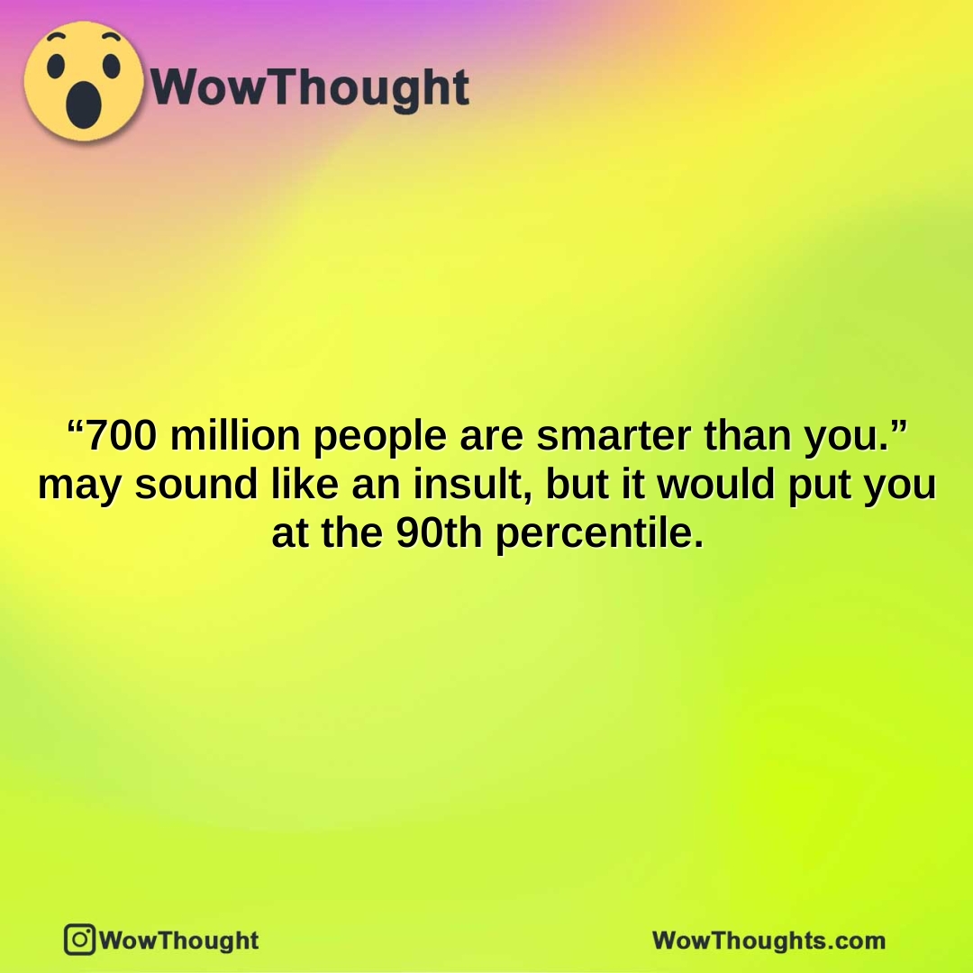 “700 million people are smarter than you.” may sound like an insult, but it would put you at the 90th percentile.