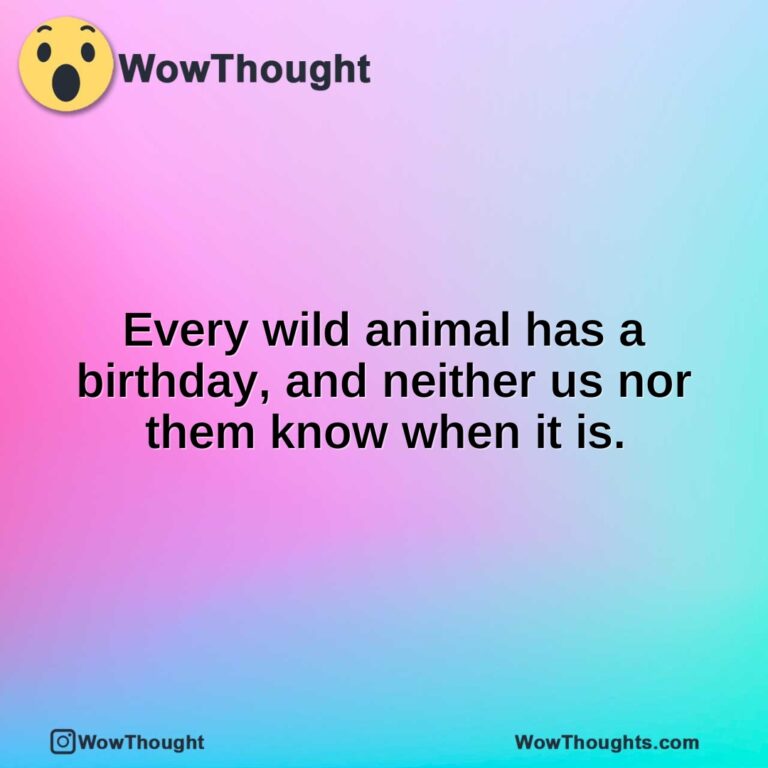 Every wild animal has a birthday, and neither us nor them know when it is.