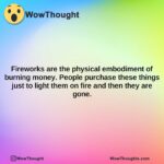 fireworks are the physical embodiment of burning money. people purchase these things just to light them on fire and then they are gone.
