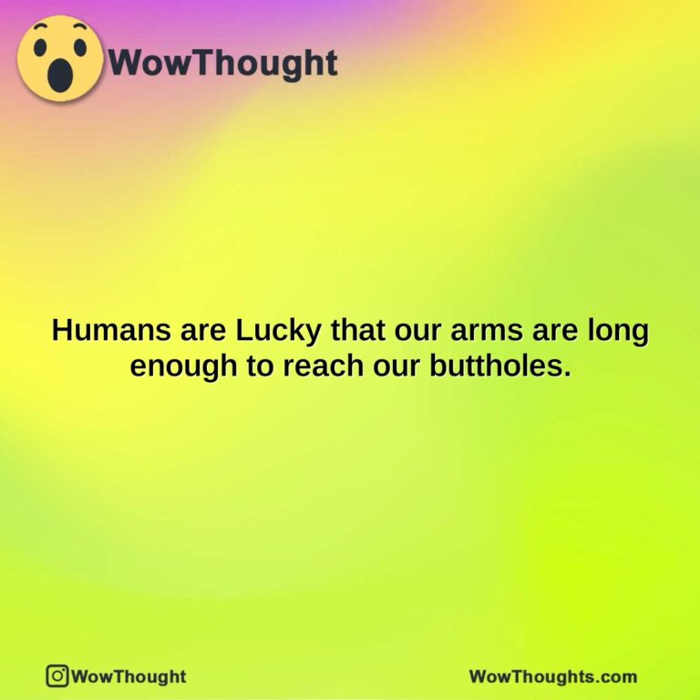 humans are lucky that our arms are long enough to reach our buttholes.