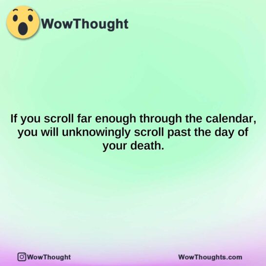 if you scroll far enough through the calendar you will unknowingly scroll past the day of your death.