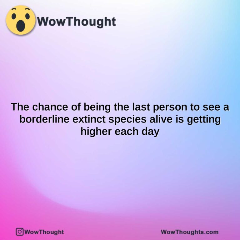 the chance of being the last person to see a borderline extinct species alive is getting higher each day