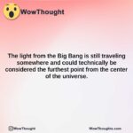 the light from the big bang is still traveling somewhere and could technically be considered the furthest point from the center of the universe.
