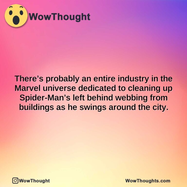 theres probably an entire industry in the marvel universe dedicated to cleaning up spider mans left behind webbing from buildings as he swings around the city.