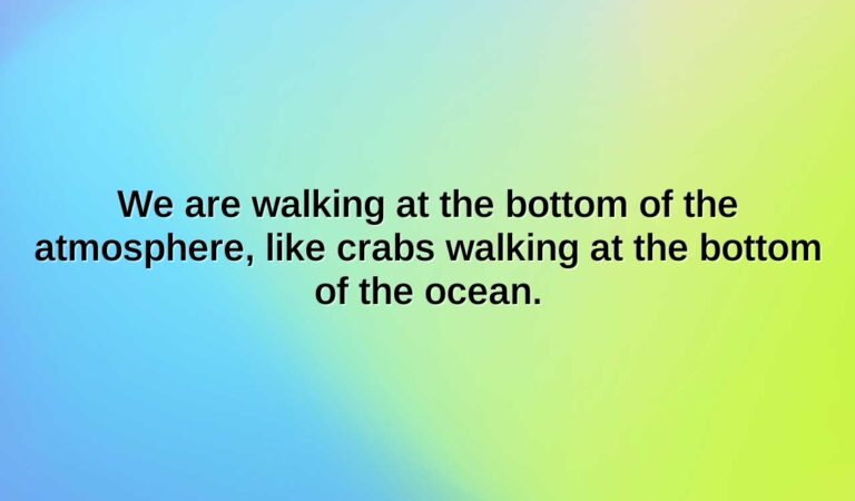 we are walking at the bottom of the atmosphere like crabs walking at the bottom of the ocean.