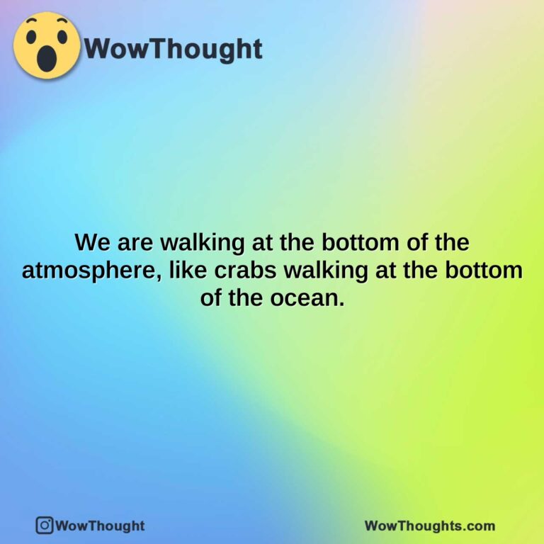 we are walking at the bottom of the atmosphere like crabs walking at the bottom of the ocean.