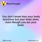 You don’t know how your body functions but your brain does, even though you are your brain.