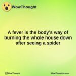 A fever is the body’s way of burning the whole house down after seeing a spider