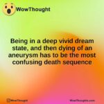 Being in a deep vivid dream state, and then dying of an aneurysm has to be the most confusing death sequence