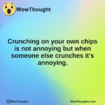 Crunching on your own chips is not annoying but when someone else crunches it’s annoying.