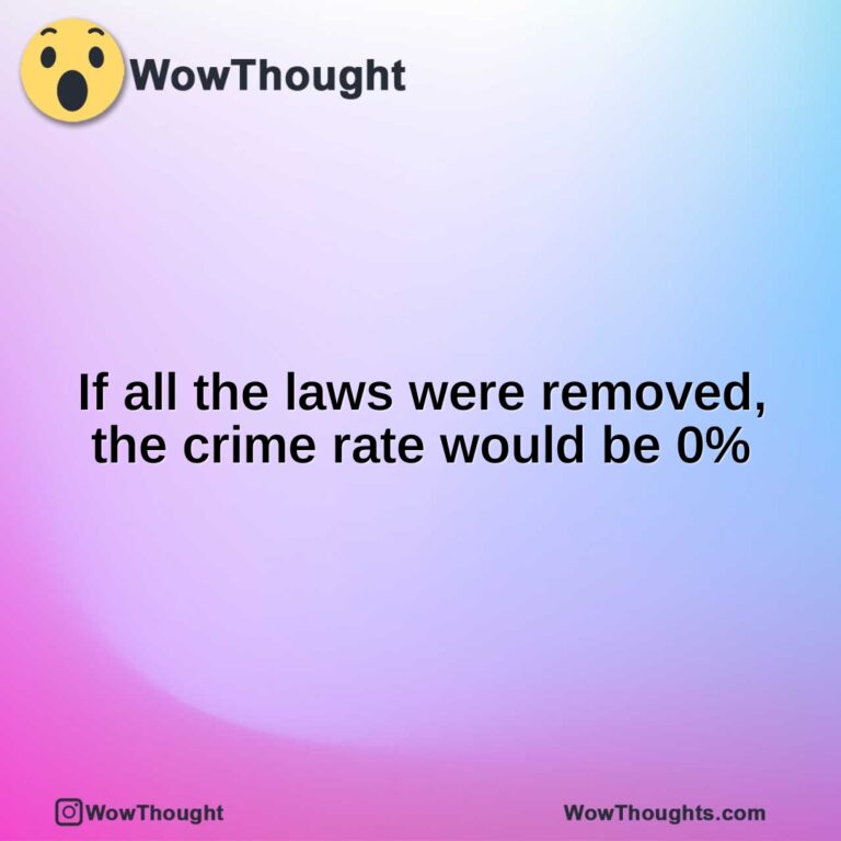 If all the laws were removed, the crime rate would be 0%