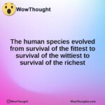 The human species evolved from survival of the fittest to survival of the wittiest to survival of the richest