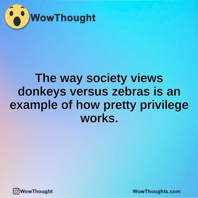 The way society views donkeys versus zebras is an example of how pretty privilege works.