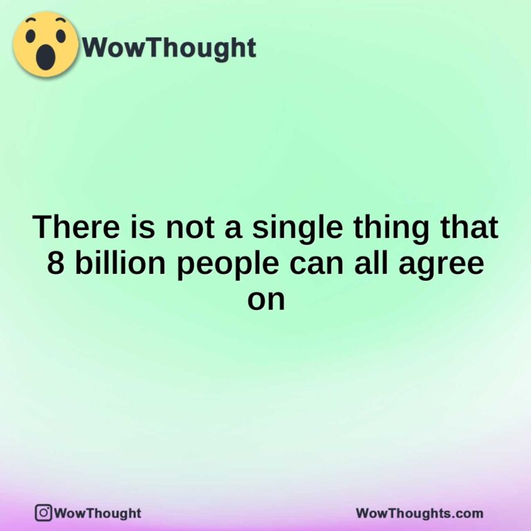 There is not a single thing that 8 billion people can all agree on