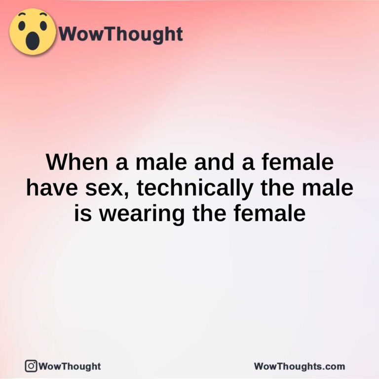 When a male and a female have sex, technically the male is wearing the female