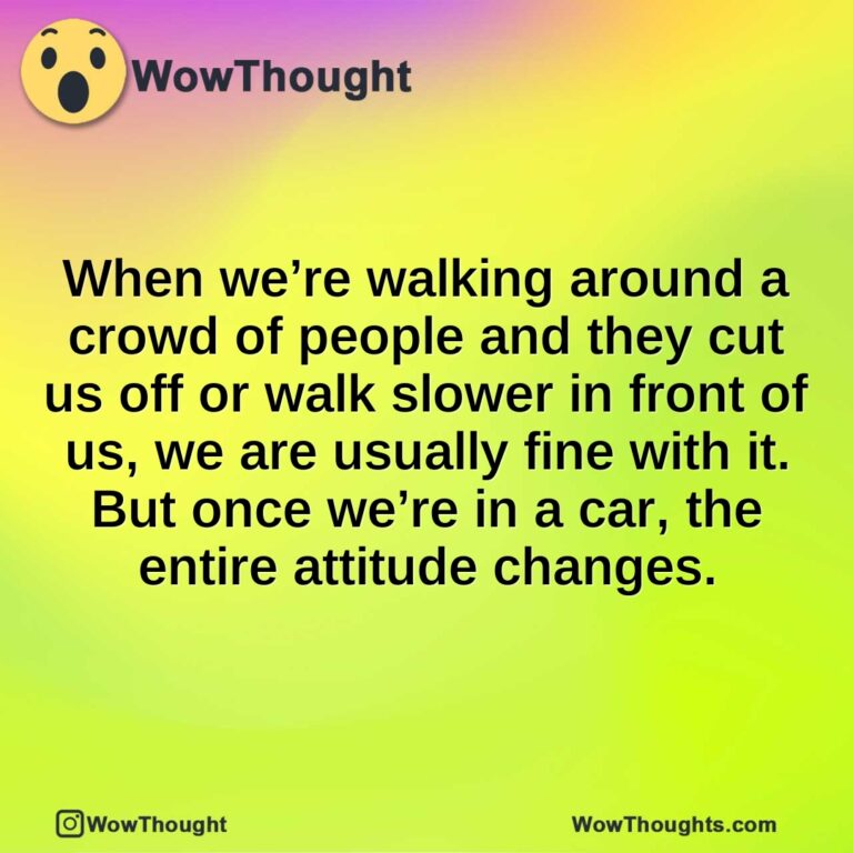 When we’re walking around a crowd of people and they cut us off or walk slower in front of us, we are usually fine with it. But once we’re in a car, the entire attitude changes.