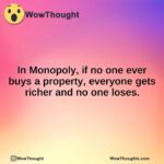 In Monopoly, if no one ever buys a property, everyone gets richer and no one loses.