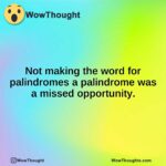 Not making the word for palindromes a palindrome was a missed opportunity.