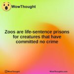 Zoos are life-sentence prisons for creatures that have committed no crime