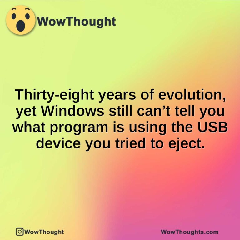 Thirty-eight years of evolution, yet Windows still can’t tell you what program is using the USB device you tried to eject.