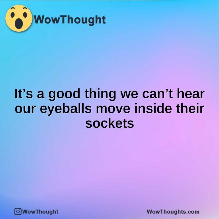 It’s a good thing we can’t hear our eyeballs move inside their sockets