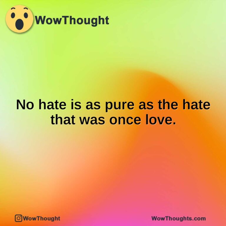 No hate is as pure as the hate that was once love.