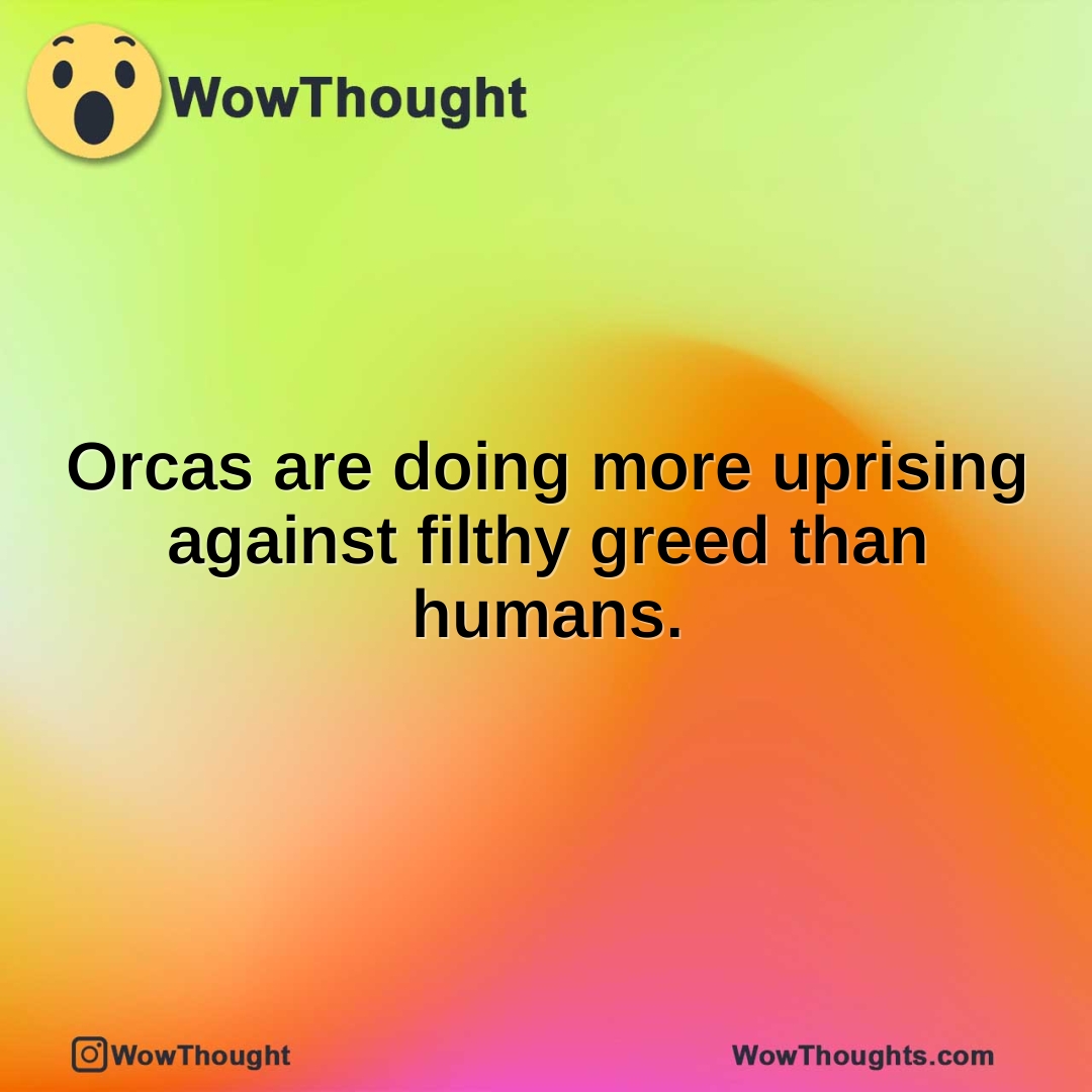 Orcas are doing more uprising against filthy greed than humans.