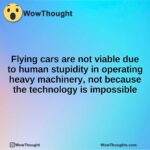 Flying cars are not viable due to human stupidity in operating heavy machinery, not because the technology is impossible