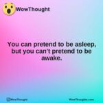 You can pretend to be asleep, but you can’t pretend to be awake.