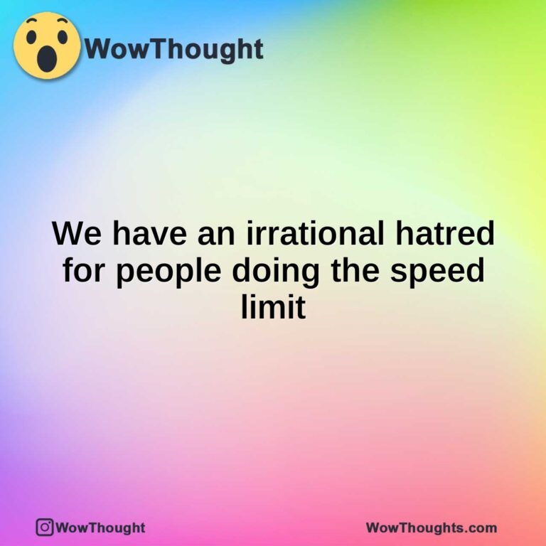 We have an irrational hatred for people doing the speed limit
