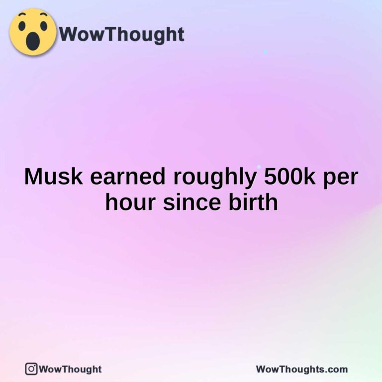 Musk earned roughly 500k per hour since birth