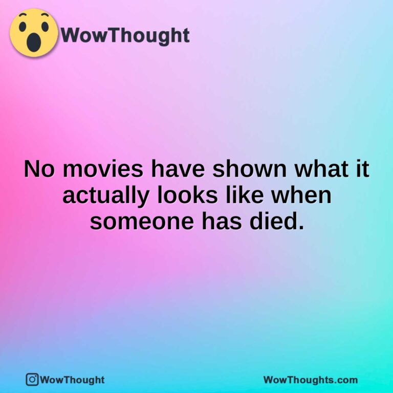 No movies have shown what it actually looks like when someone has died.