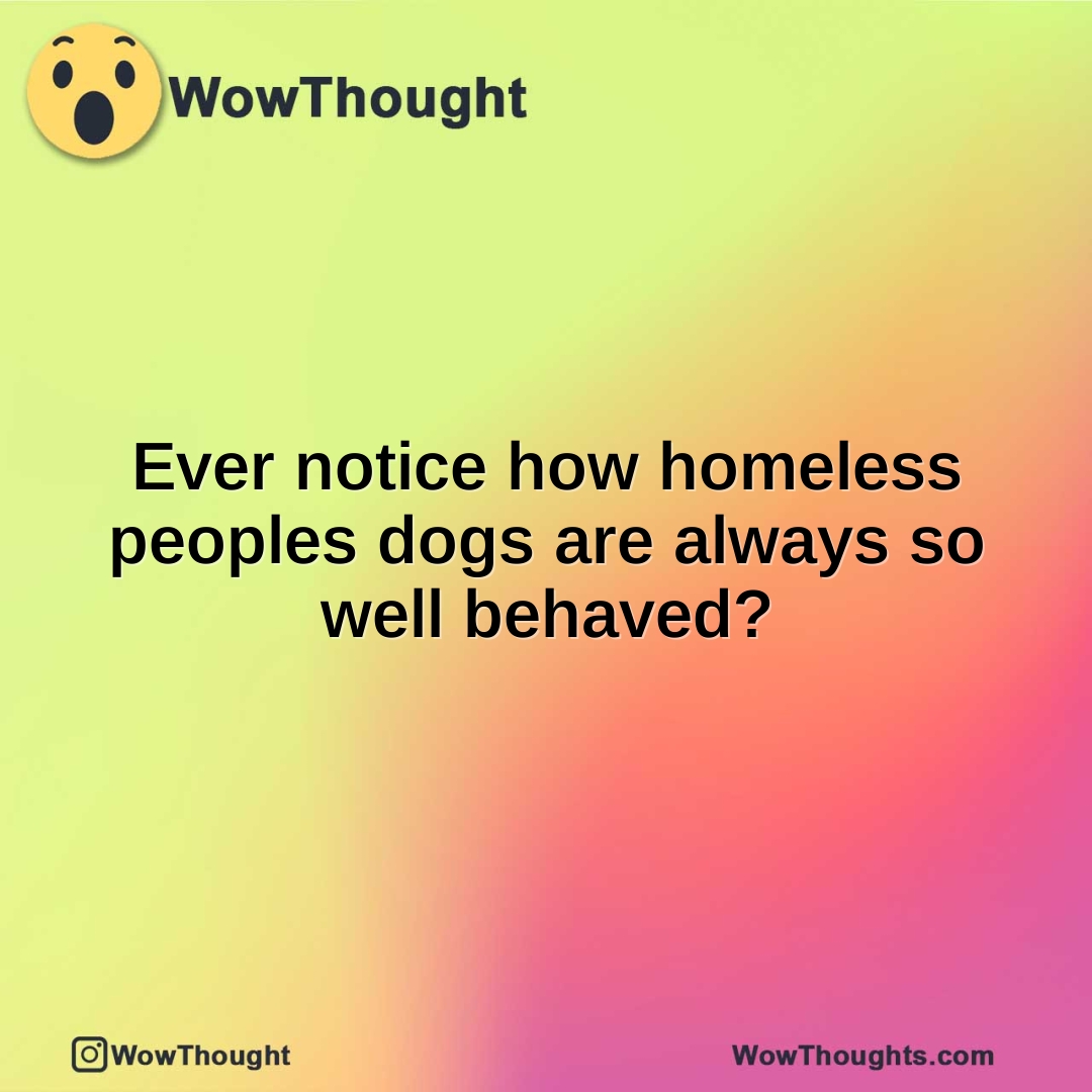 Ever notice how homeless peoples dogs are always so well behaved?