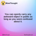 You can openly carry any awkward object in public as long as you seem confused about it.