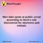 Men take spots at public urinal according to Hunt’s rule discovered for electrons and orbitals