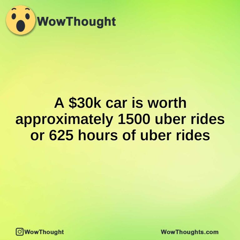 A $30k car is worth approximately 1500 uber rides or 625 hours of uber rides