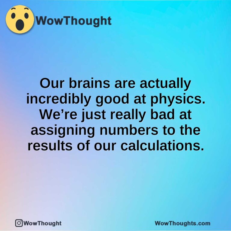 Our brains are actually incredibly good at physics. We’re just really bad at assigning numbers to the results of our calculations.