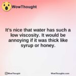 It’s nice that water has such a low viscosity. It would be annoying if it was thick like syrup or honey.