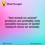 “Not tested on animal” products are probably only possible because of earlier research done on animals.