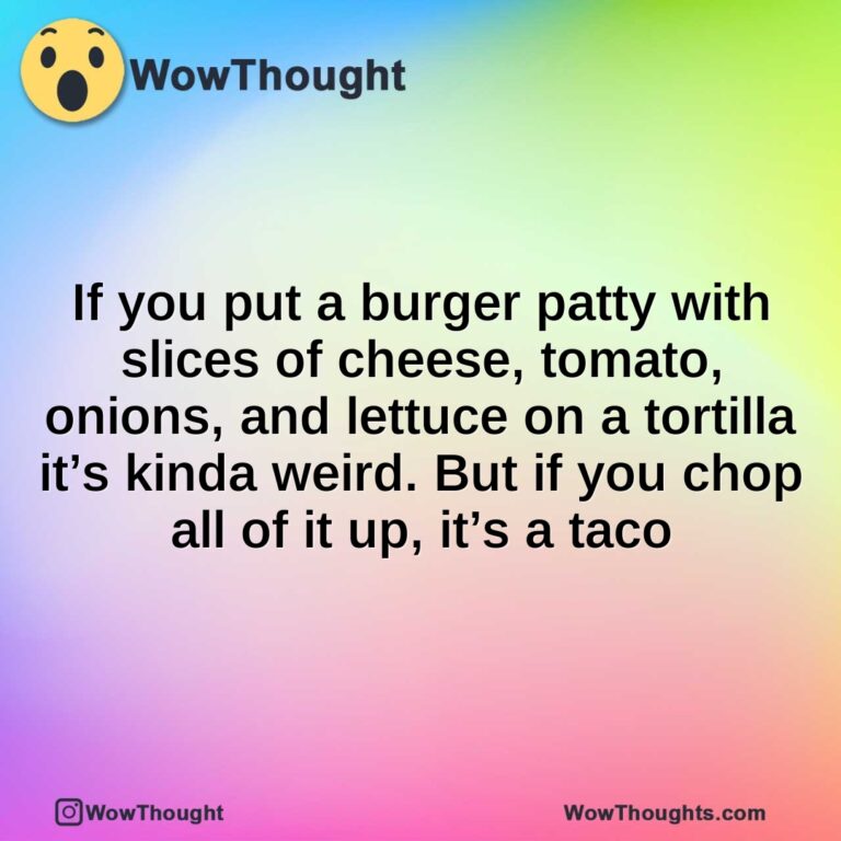 If you put a burger patty with slices of cheese, tomato, onions, and lettuce on a tortilla it’s kinda weird. But if you chop all of it up, it’s a taco