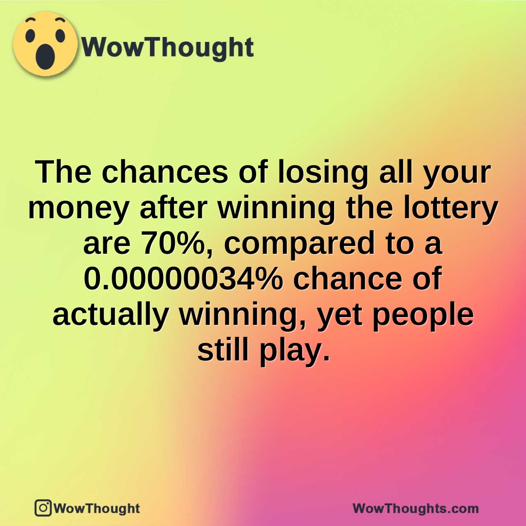 The chances of losing all your money after winning the lottery are 70%, compared to a 0.00000034% chance of actually winning, yet people still play.