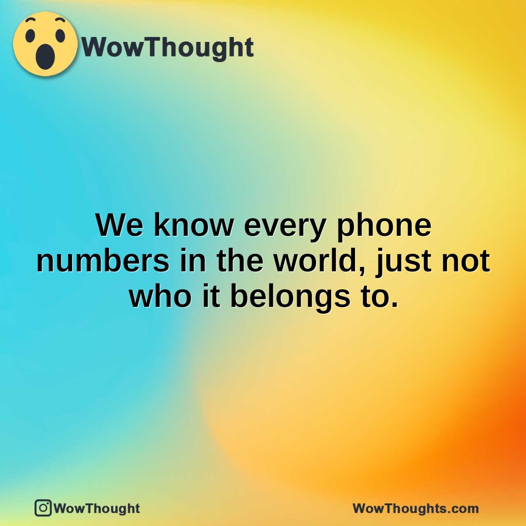 We know every phone numbers in the world, just not who it belongs to.