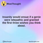 Insanity would ensue if a genie were telepathic and granted the first three wishes you think about.