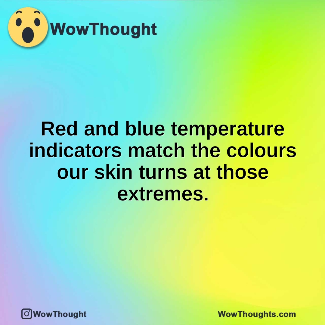 Red and blue temperature indicators match the colours our skin turns at those extremes.